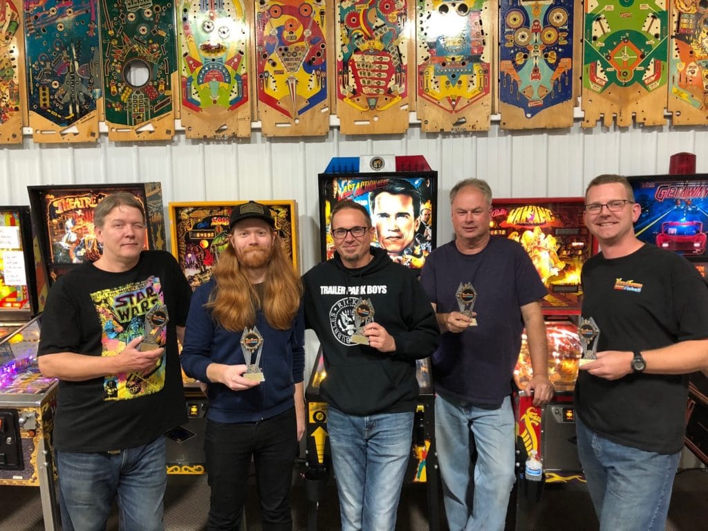 October 2019 Pinball League Top 5 players in Green Bay, WI