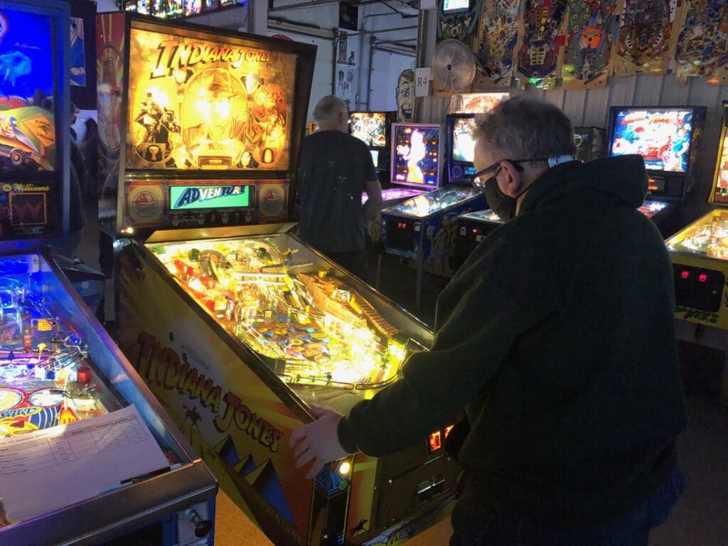 Tony Trofka Playing Indiana Jones Pinball Arcade Green Bay, WI
