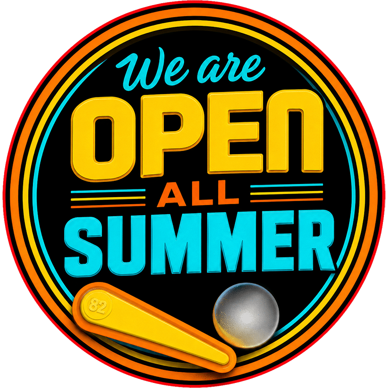 District 82 pinball arcade is open all Summer long and we're located in dePere, WI just outside Green Bay Wisconsin.